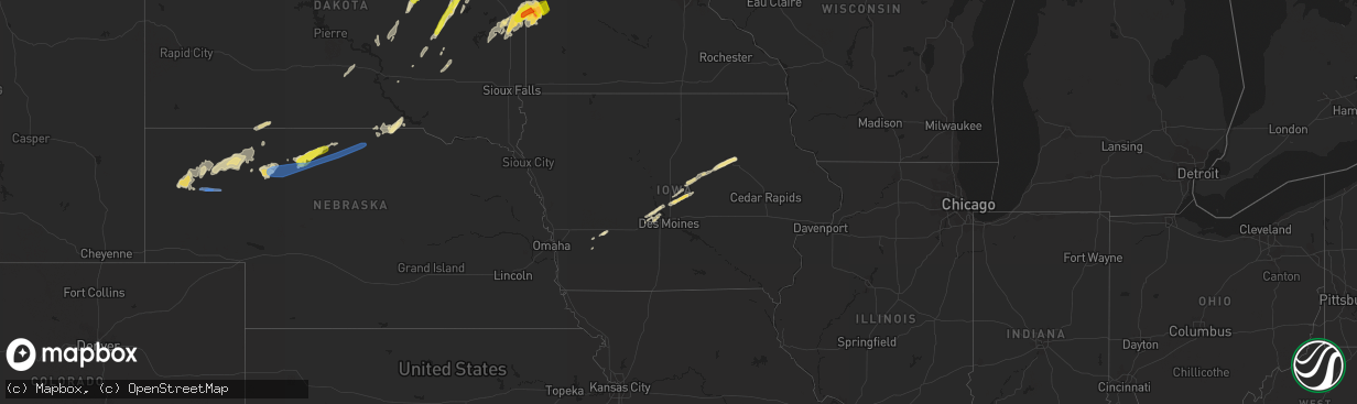 Hail map in Iowa on May 8, 2022