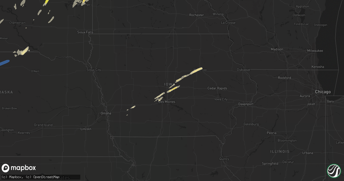 Hail map in Iowa on May 8, 2022