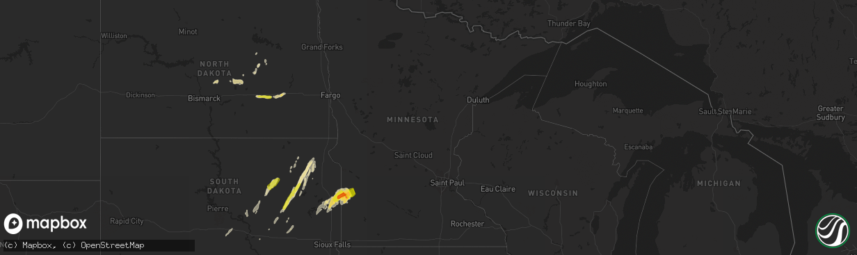 Hail map in Minnesota on May 8, 2022