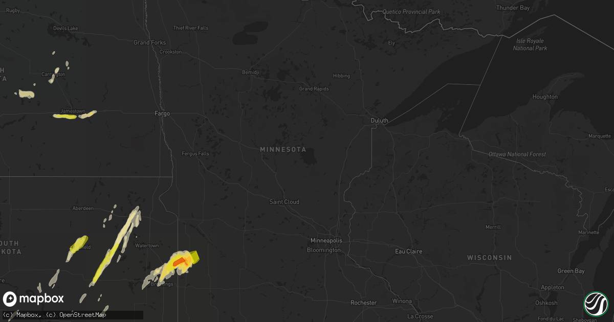 Hail map in Minnesota on May 8, 2022