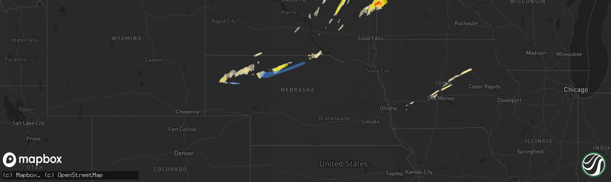 Hail map in Nebraska on May 8, 2022