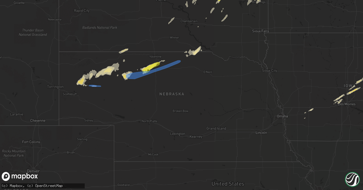Hail map in Nebraska on May 8, 2022