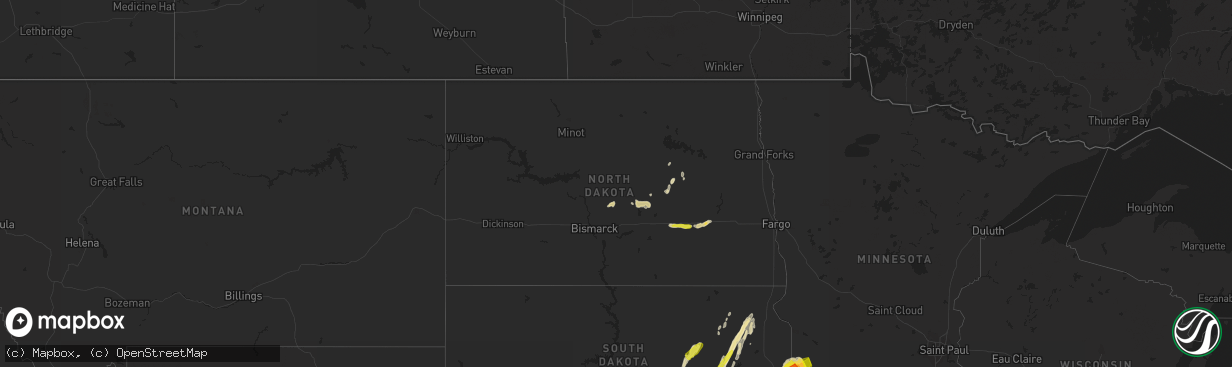 Hail map in North Dakota on May 8, 2022