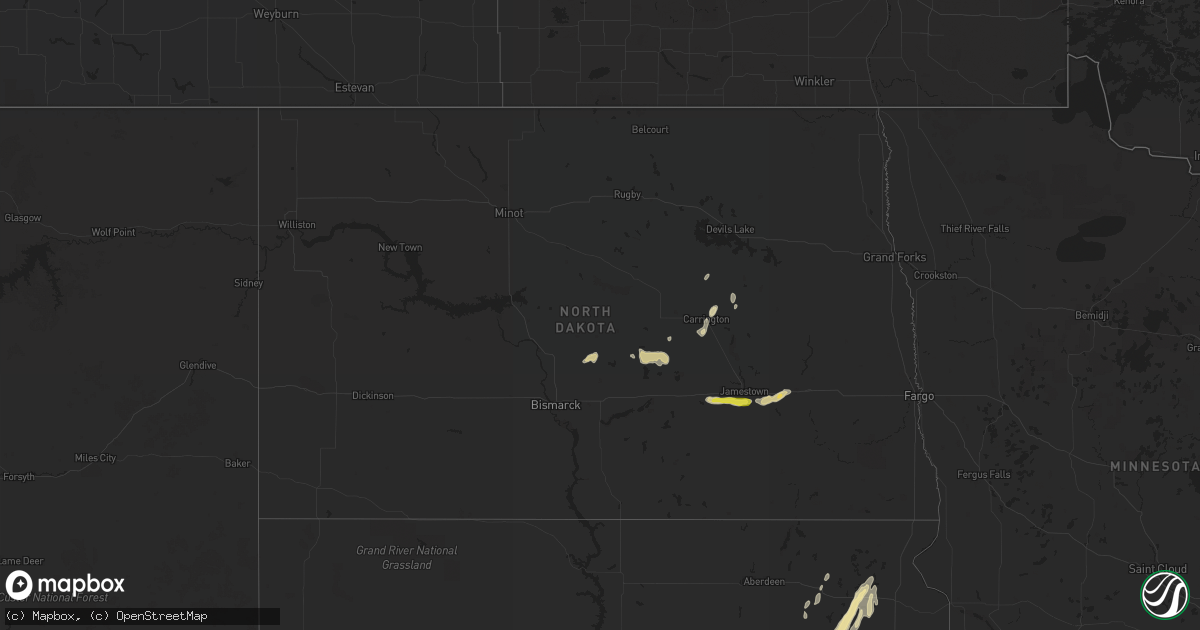 Hail map in North Dakota on May 8, 2022
