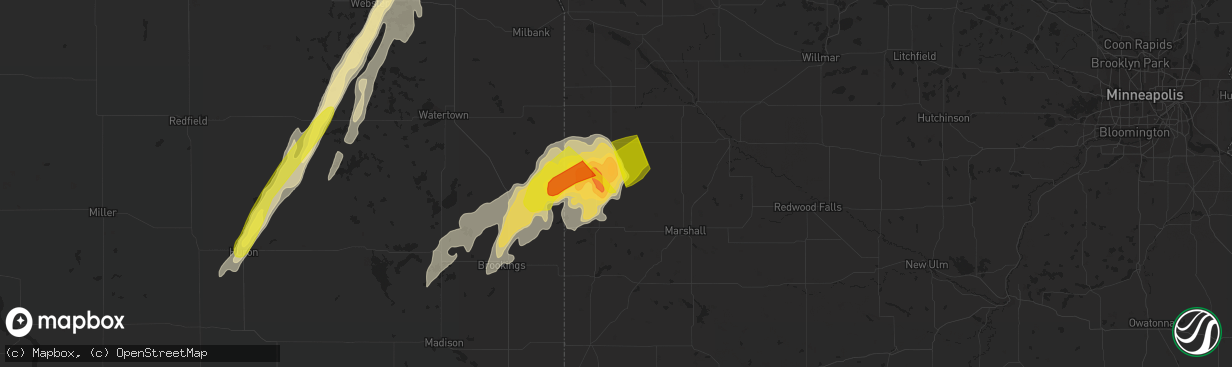 Hail map in Porter, MN on May 8, 2022