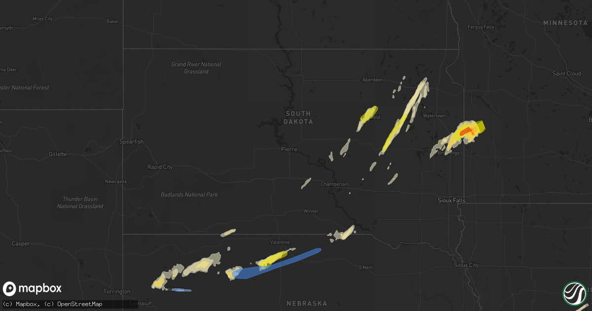 Hail map in South Dakota on May 8, 2022