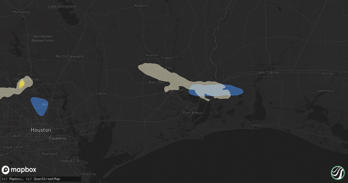 Hail map in Beaumont, TX on May 8, 2023