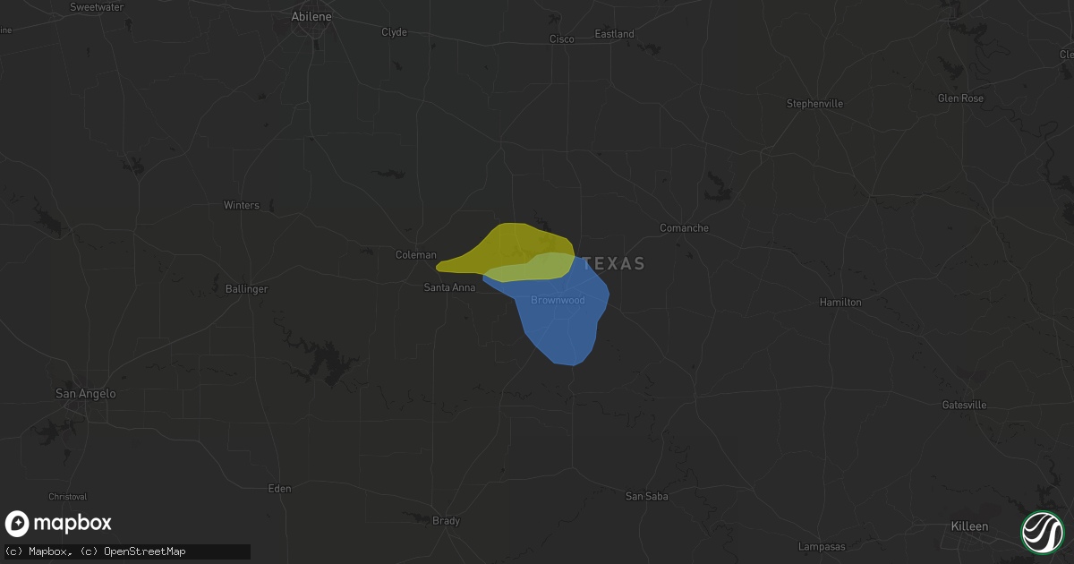 Hail map in Brownwood, TX on May 8, 2023
