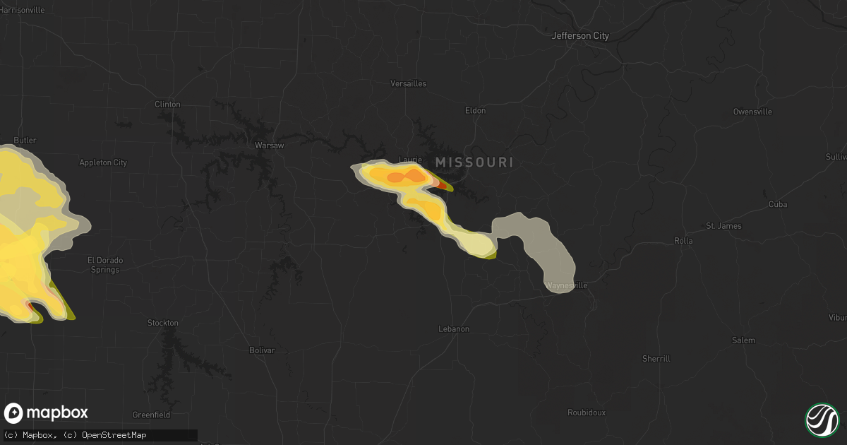 Hail map in Camdenton, MO on May 8, 2023