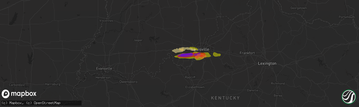 Hail map in Corydon, IN on May 8, 2023