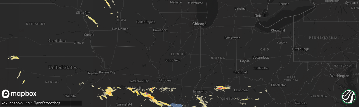 Hail map in Illinois on May 8, 2023
