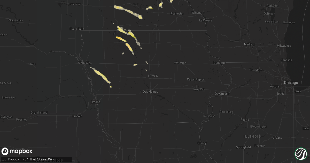 Hail map in Iowa on May 8, 2023