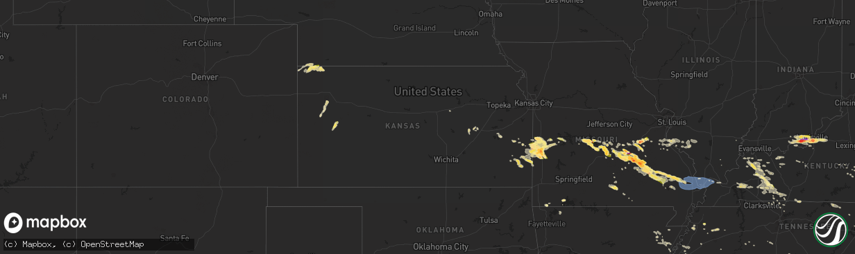 Hail map in Kansas on May 8, 2023