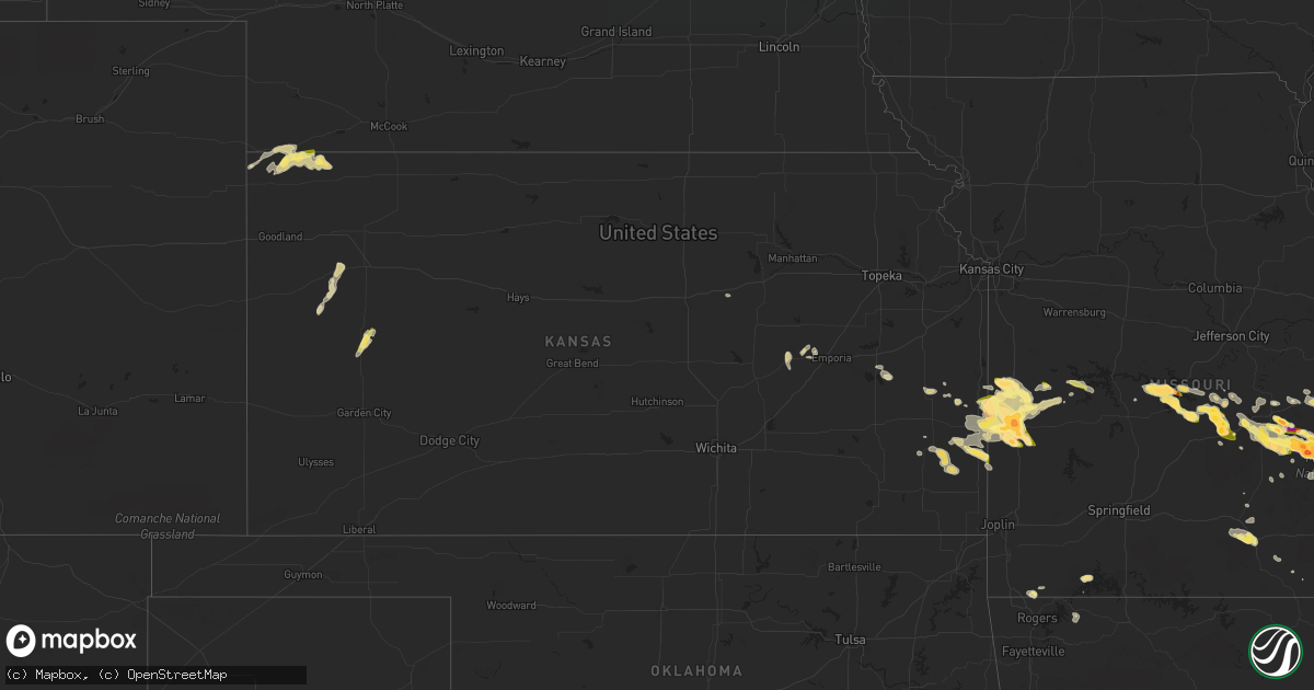 Hail map in Kansas on May 8, 2023
