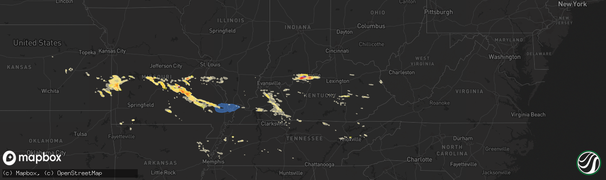 Hail map in Kentucky on May 8, 2023