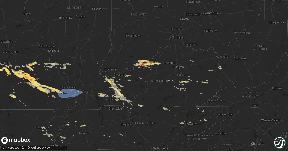 Hail map in Kentucky on May 8, 2023