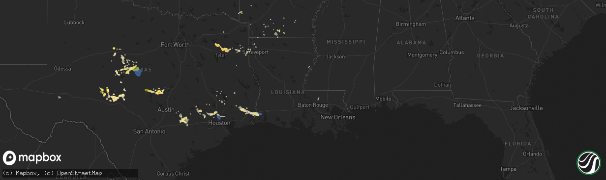 Hail map in Louisiana on May 8, 2023