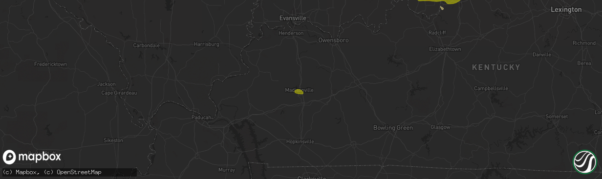 Hail map in Madisonville, KY on May 8, 2023