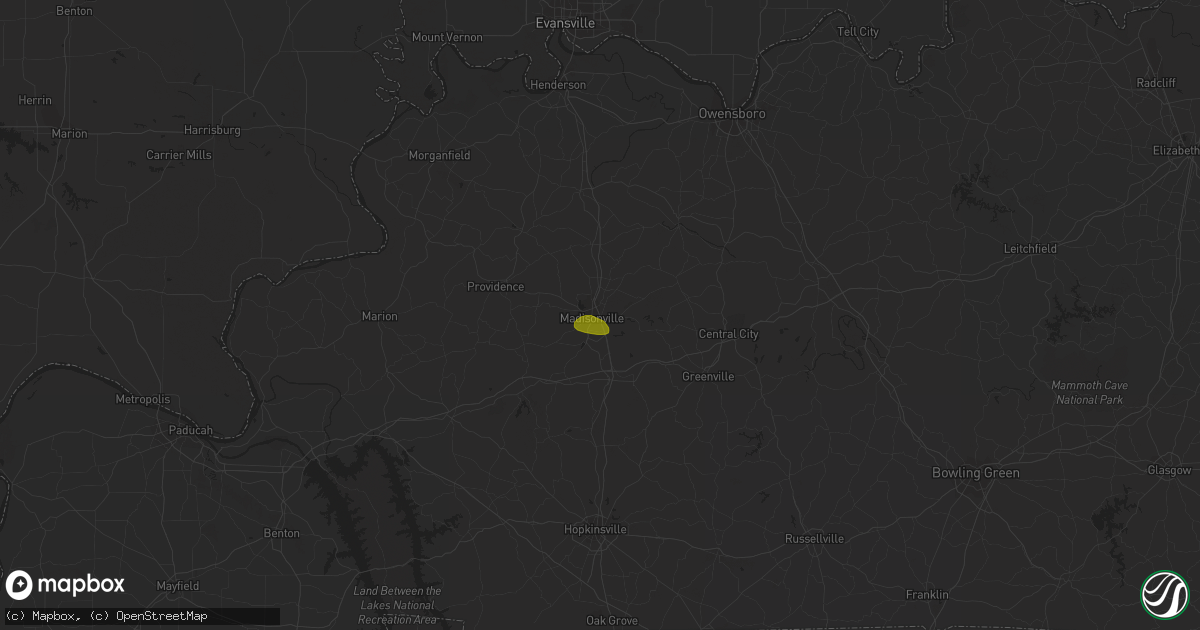 Hail map in Madisonville, KY on May 8, 2023