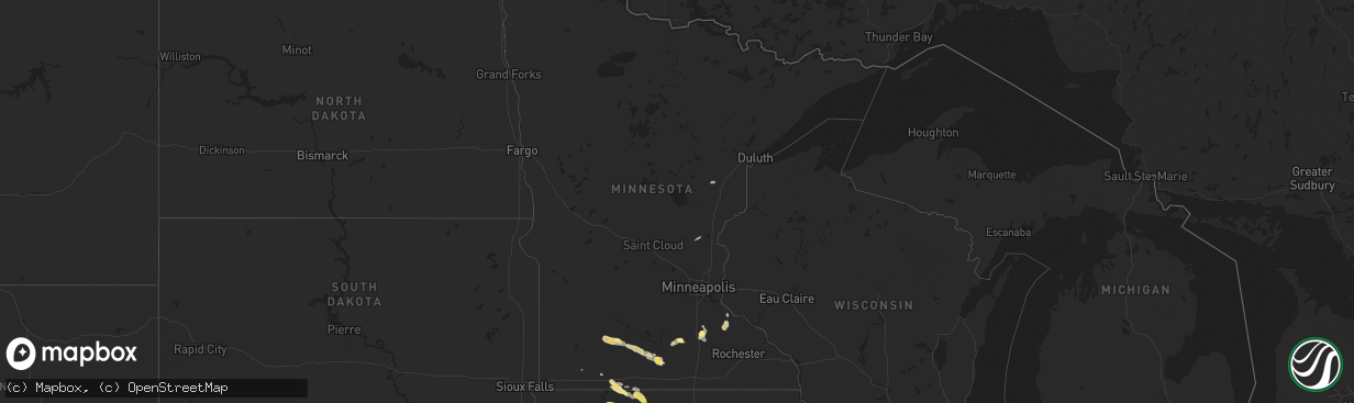 Hail map in Minnesota on May 8, 2023