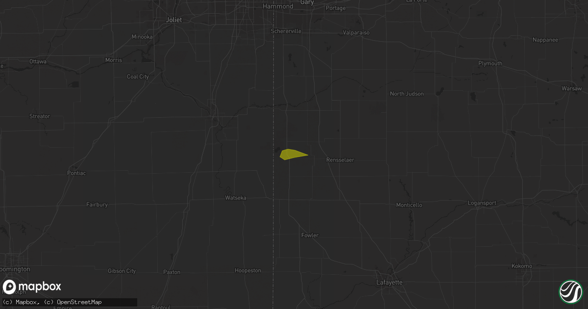 Hail map in Morocco, IN on May 8, 2023