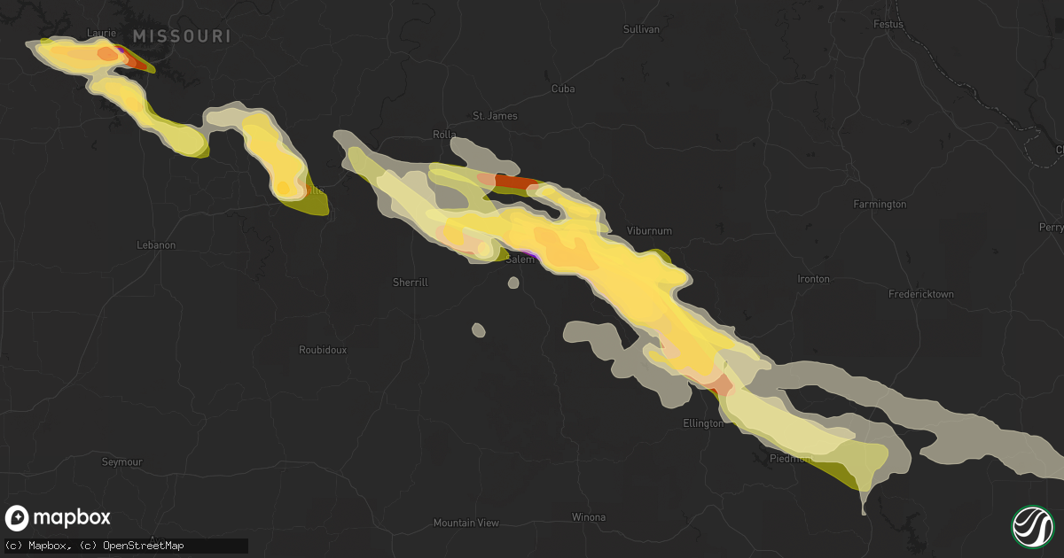 Hail map in Salem, MO on May 8, 2023