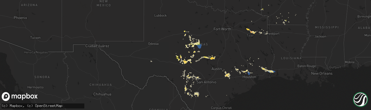 Hail map in Texas on May 8, 2023