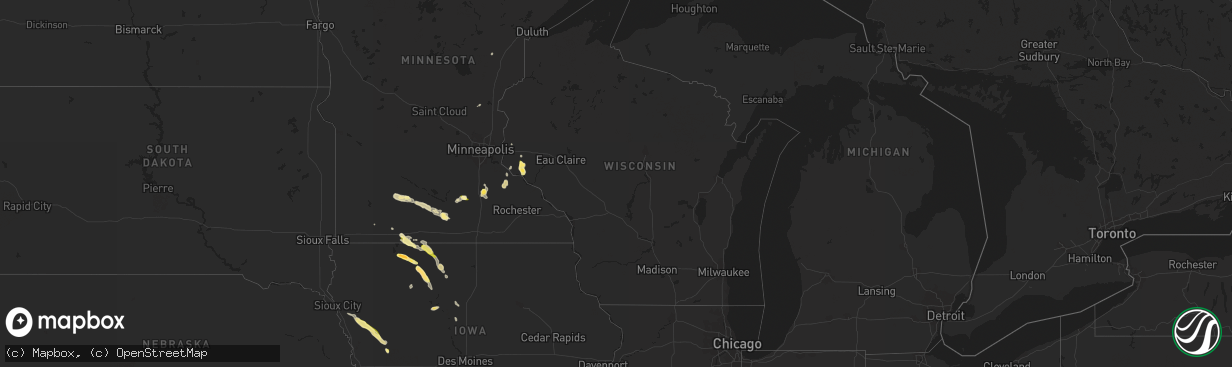 Hail map in Wisconsin on May 8, 2023