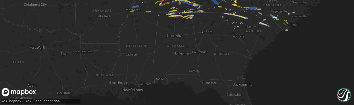 Hail map in Alabama on May 8, 2024