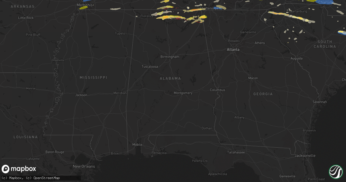 Hail map in Alabama on May 8, 2024