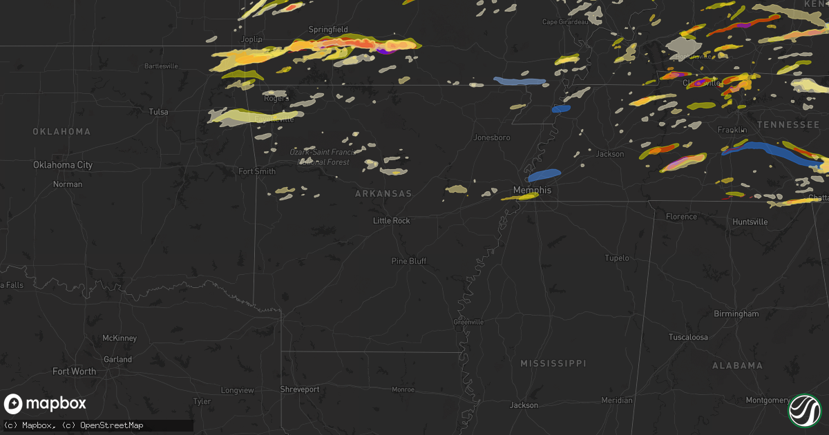 Hail map in Arkansas on May 8, 2024
