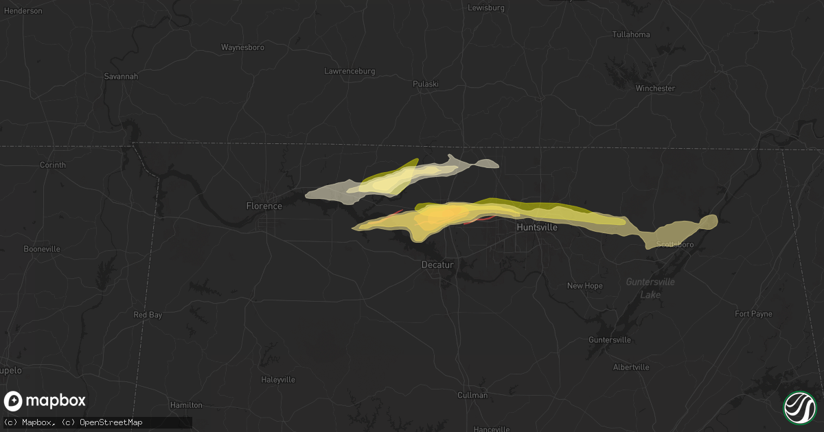 Hail map in Athens, AL on May 8, 2024