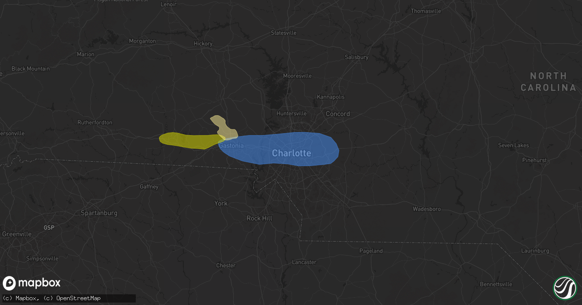 Hail map in Charlotte, NC on May 8, 2024