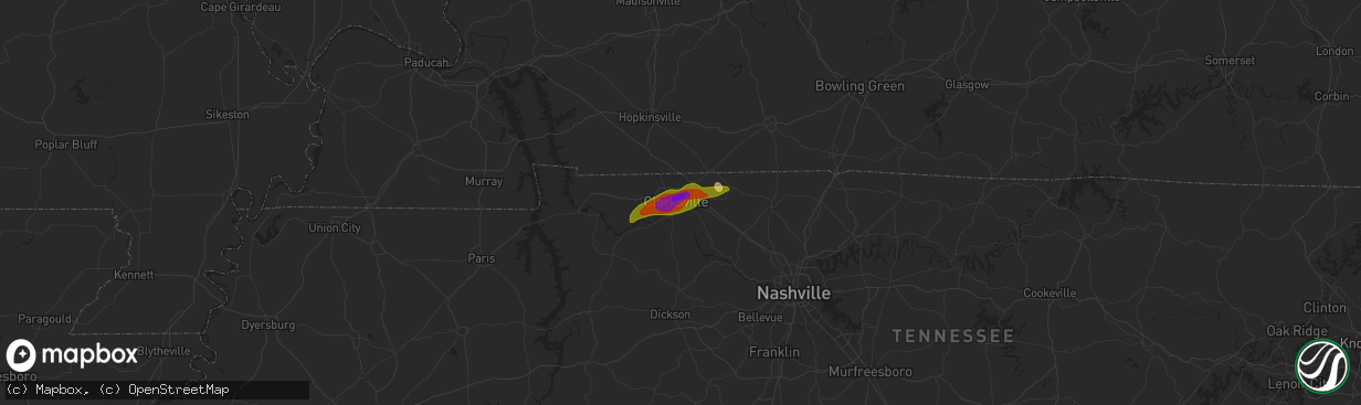 Hail map in Clarksville, TN on May 8, 2024