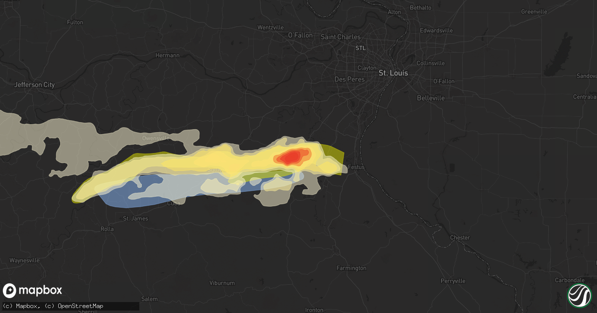 Hail map in Dittmer, MO on May 8, 2024