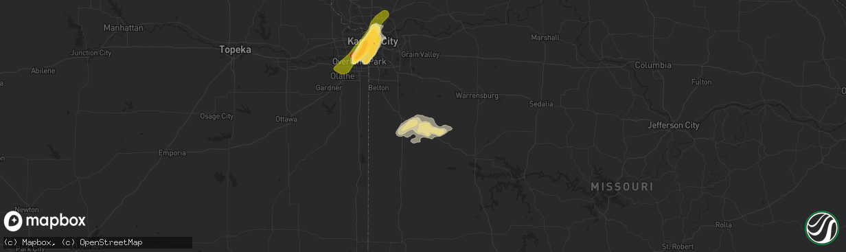 Hail map in Garden City, MO on May 8, 2024