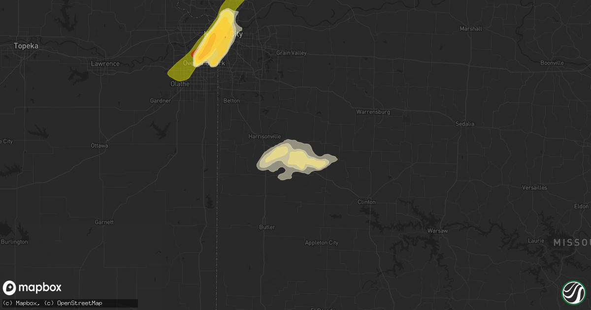 Hail map in Garden City, MO on May 8, 2024