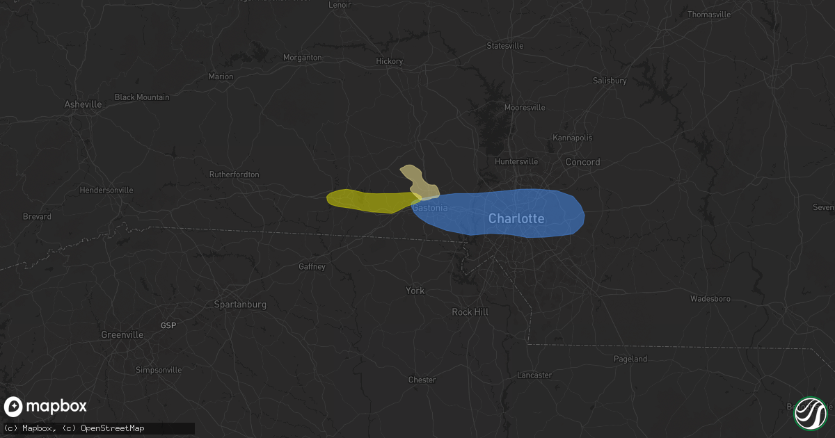 Hail map in Gastonia, NC on May 8, 2024