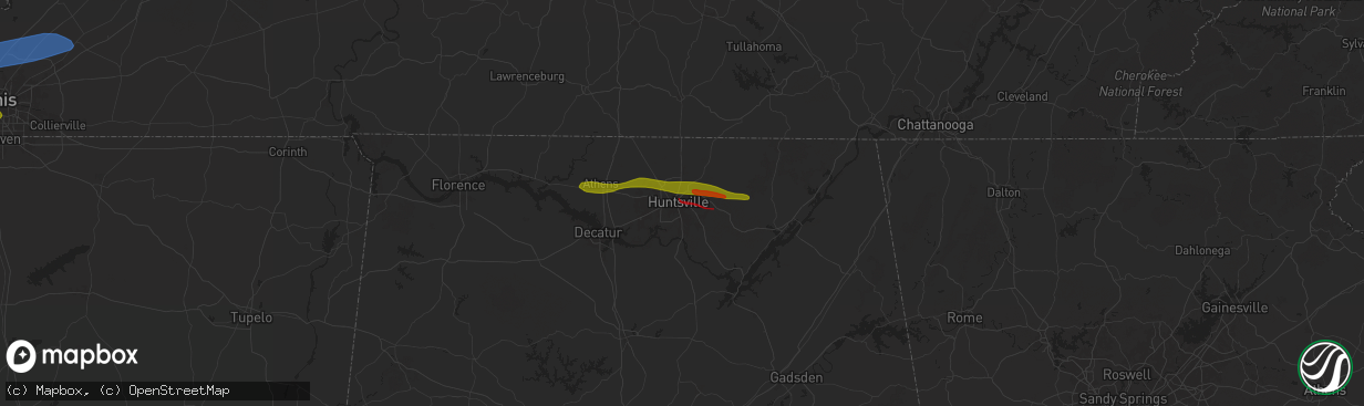 Hail map in Huntsville, AL on May 8, 2024