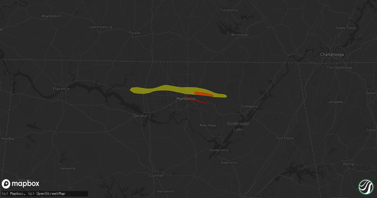Hail map in Huntsville, AL on May 8, 2024