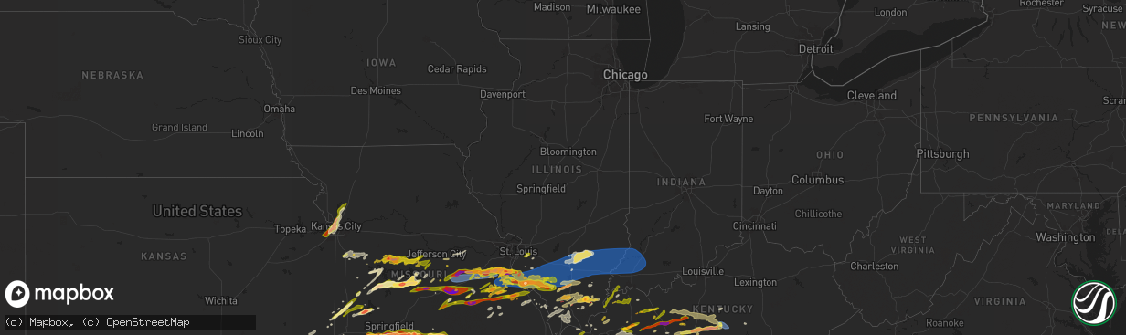 Hail map in Illinois on May 8, 2024