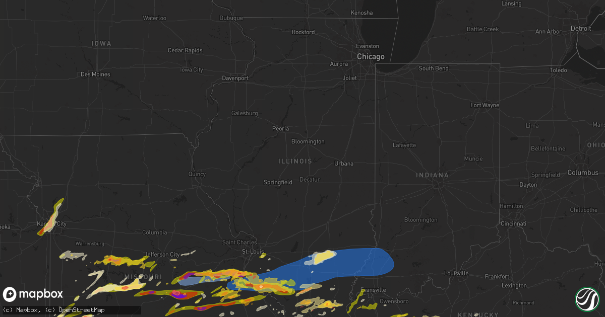 Hail map in Illinois on May 8, 2024