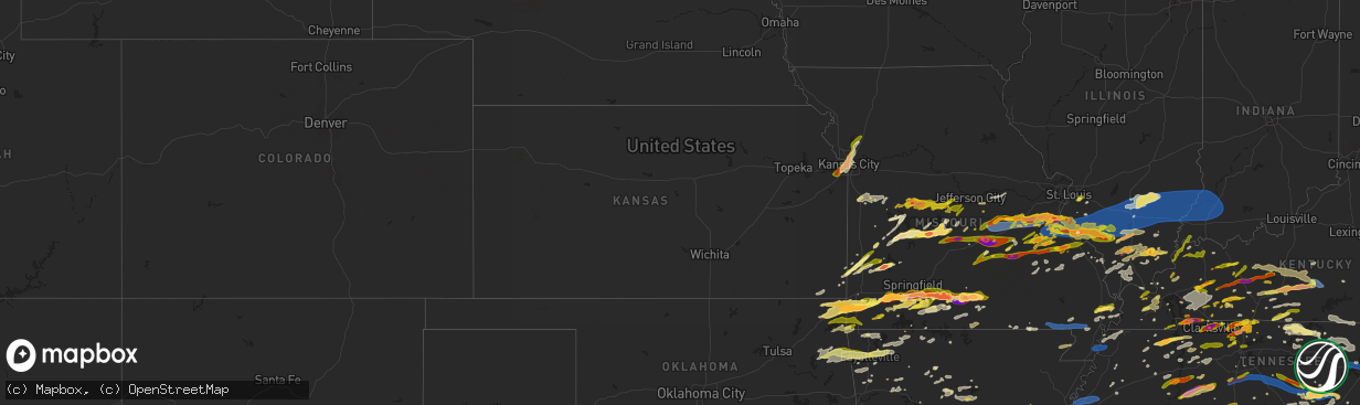 Hail map in Kansas on May 8, 2024