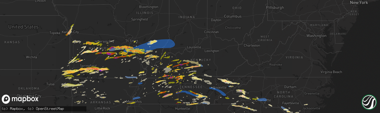 Hail map in Kentucky on May 8, 2024