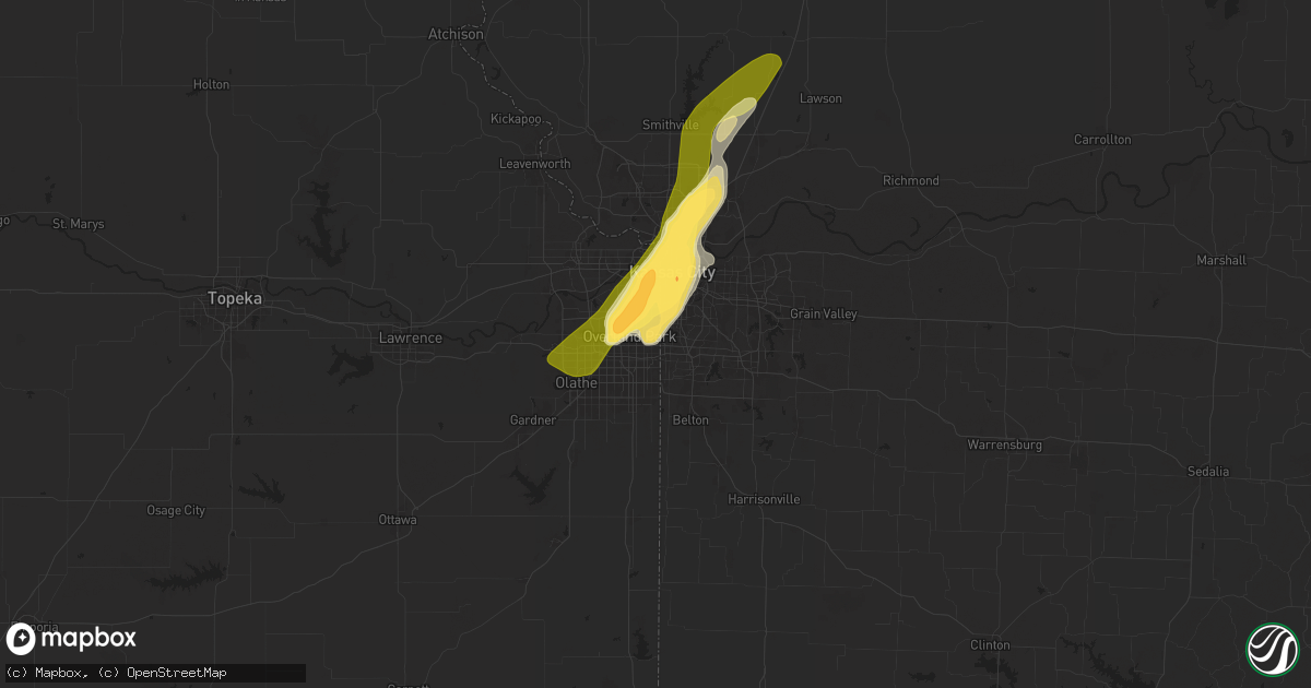 Hail map in Leawood, KS on May 8, 2024