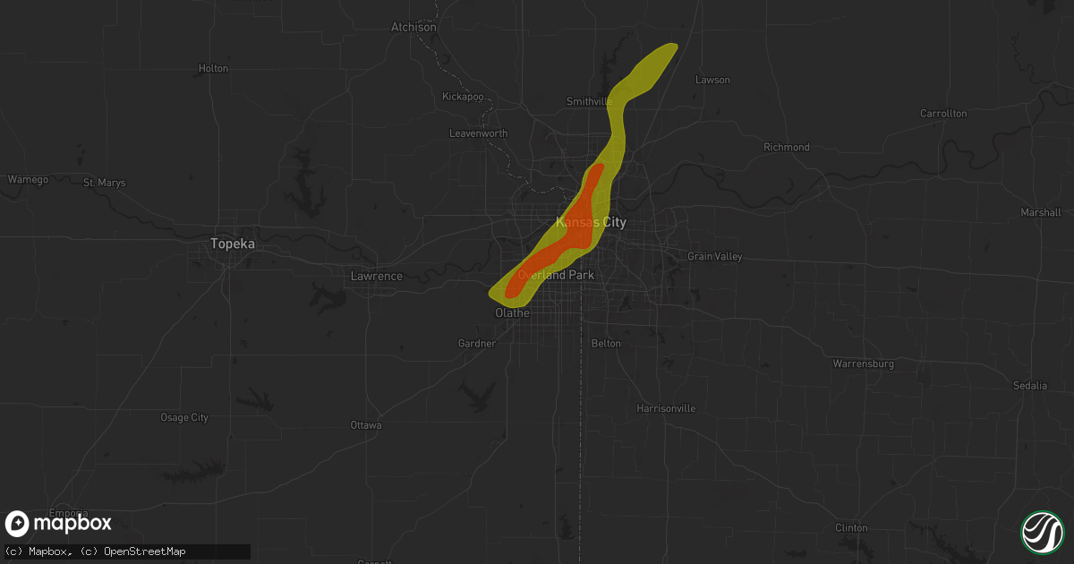 Hail map in Lenexa, KS on May 8, 2024