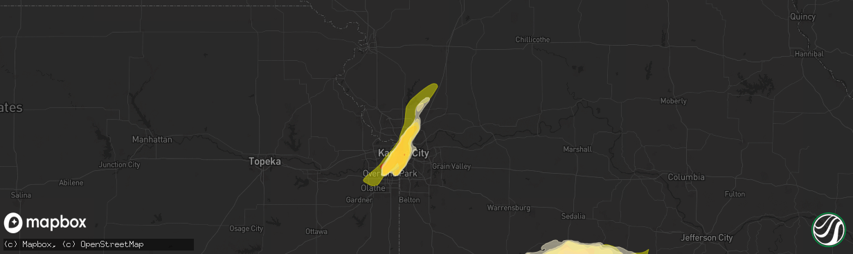 Hail map in Liberty, MO on May 8, 2024
