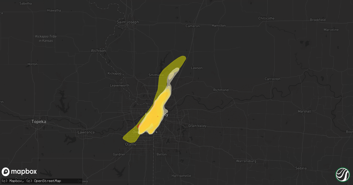 Hail map in Liberty, MO on May 8, 2024