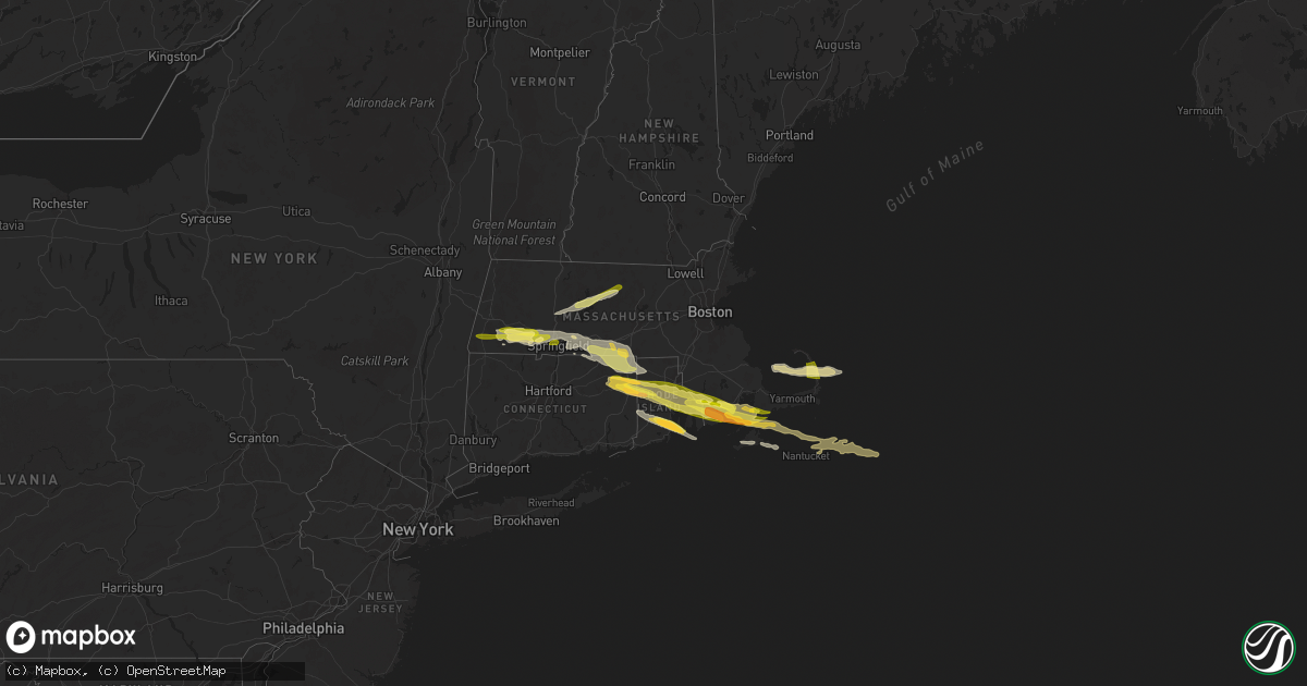 Hail map in Massachusetts on May 8, 2024