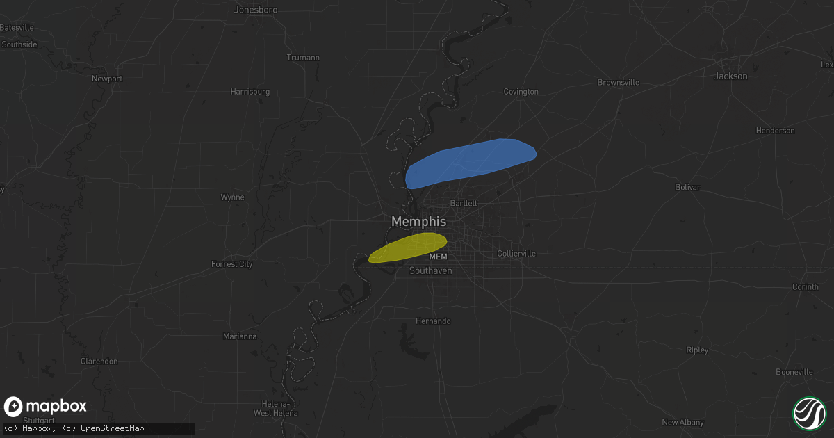 Hail map in Memphis, TN on May 8, 2024
